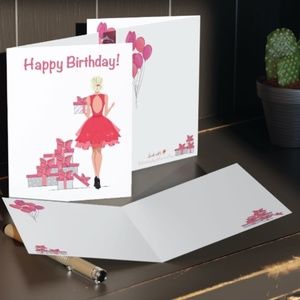 x2 Fashion Girl Cards Birthday Cards with Stickers & Envelopes